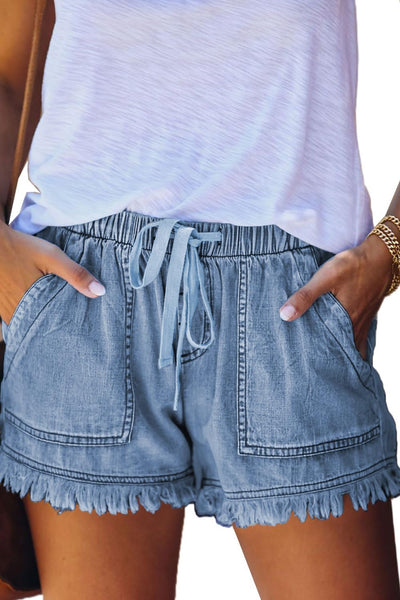 Fringe High-Waisted Jean Shorts